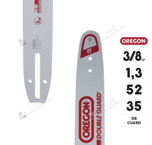 GUIDE CHAINE TRONCONNEUSE OREGON 140SDEA041 35CM - 14" - PAS 3-8LP - JAUGE .050 - 1.3MM - 52 MAILLONS - 52 ENTRAINEURS