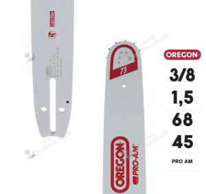 GUIDE CHAINE TRONCONNEUSE OREGON 188SFHD009 - 45CM - PAS 3-8 - JAUGE 1,50 MM - 0.058 - 68 MAILLONS - 68 ENTRAINEURS