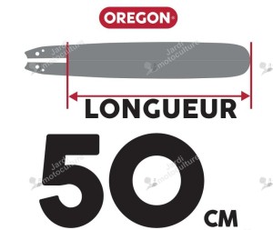 GUIDE CHAINE TRONCONNEUSE OREGON 203RNDD025 - 50CM - 20" - PAS 3-8 - JAUGE 1.6 MM - .063 - 72 MAILLONS - 72 ENTRAINEURS