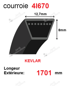 Courroie 4l670- longueur 1701 mm