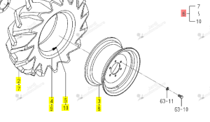 ROUE 9.5-16 RH ISEKI 1855-317-280-00