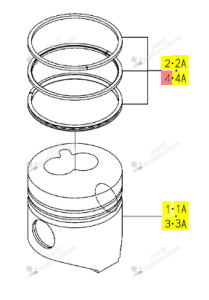 Jeu de 3 segments +1.00 ISEKI 6212-126-005-00