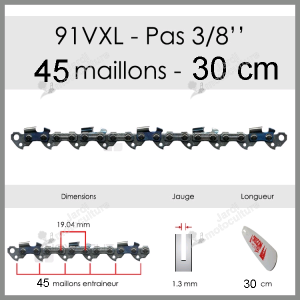 Chaîne de tronçonneuse OREGON 91VXL045E 3/8 1.3mm 45 entraîneurs