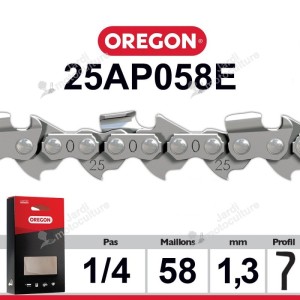 Chaîne de tronçonneuse Oregon  pas 1-4 58 maillons 58 entraineurs jauge 1.3 mm  25AP058E