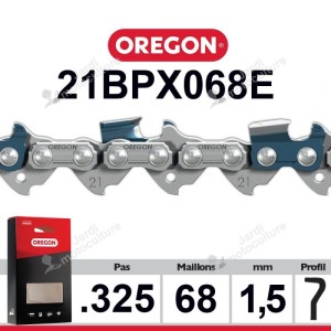 Chaîne de tronçonneuse Oregon 21BPX068E Grizzly, Partner; Ryobi, Echo 68 maillons