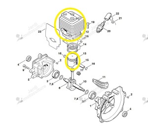 Cylindre plus Piston Stihl Origine 41350201200