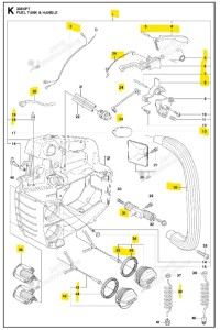 Réservoir essence-huile tronçonnuese Husqvarna 338XPT Occasion