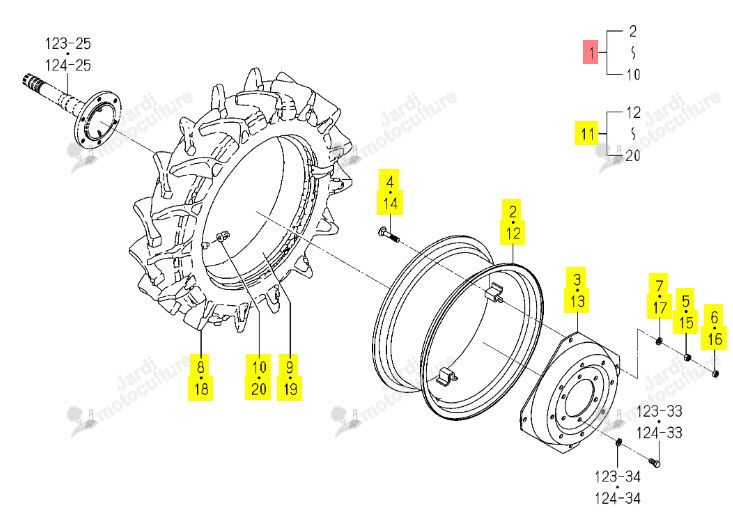 ROUE AR G AGR 24XW10 ISEKI 1595-320-210-40