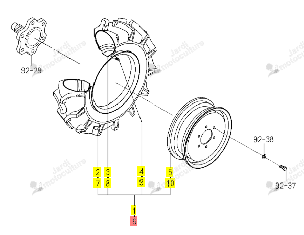 ROUE AV AGRAIRE D 6,00-12 ISEKI 1509-441-310-10