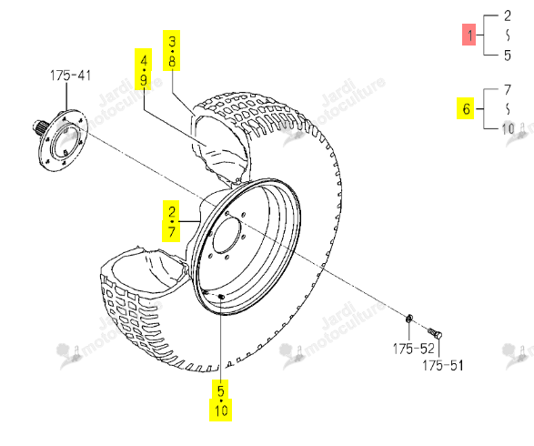 Roue Av Gazon G 15X7JA Iseki 1510-417-310-10