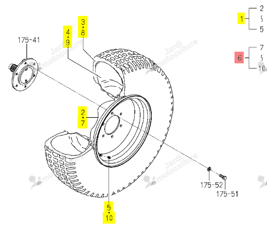 Roue Av Gazon D 15X7JA Iseki 1510-417-330-10