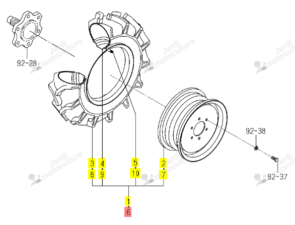 ROUE AV AGRAIRE D 6-12 ISEKI 1480-441-230-10