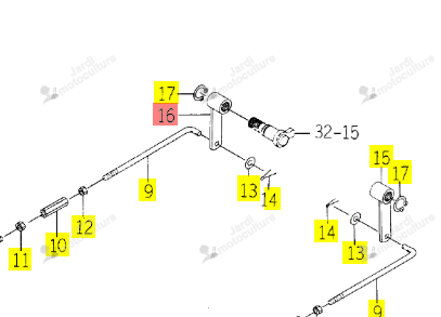 Bras de frein droit Iseki 1725-312-250-00