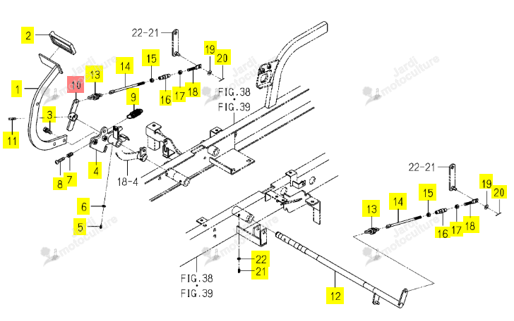 Bras Pivot Pédale de Frein Iseki 1728-312-520-10