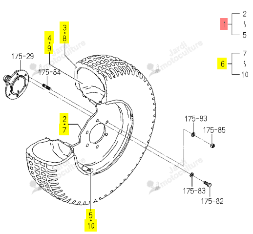 Roue Av Gazon G 7JAX15 Iseki 1658-437-200-20