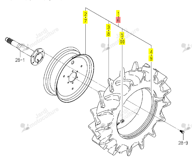 Roue Arrière 8x16-4 D Iseki 1738-317-220-10