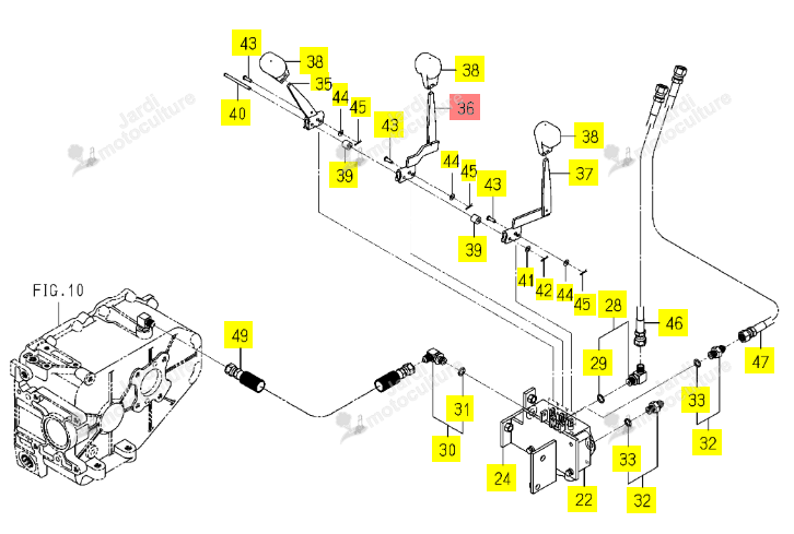 Levier Milieu Distributeur Iseki 1728-508-740-00