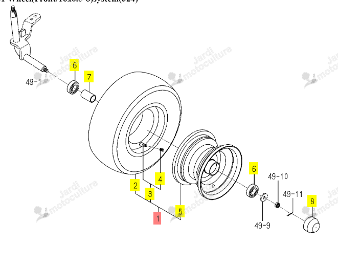 Roue 16x6.50-8 Iseki 1728-441-230-10