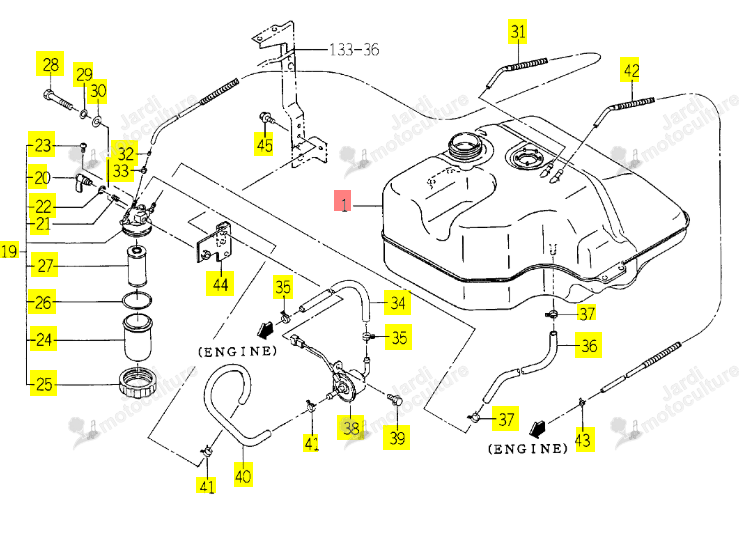 Réservoir à carburant Iseki 1742-111-001-00