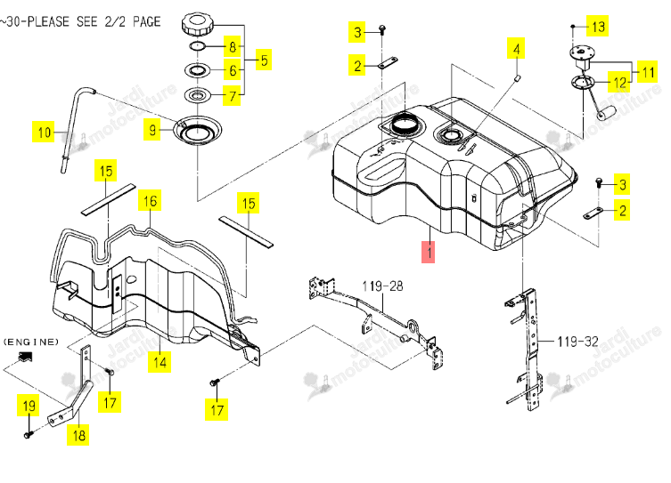 Réservoir à carburant Iseki 1729-111-001-00