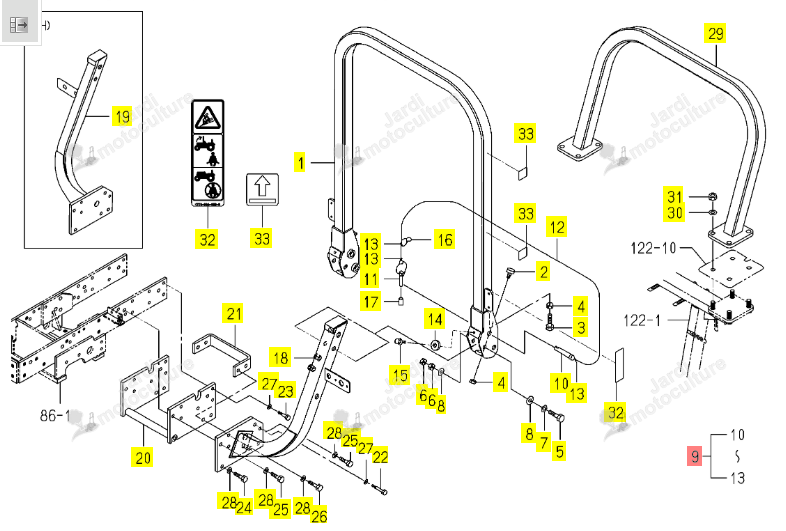 KIT AXE ARCEAU ISEKI 1614-702-550-10