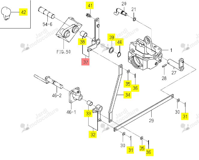 Bras de PTO Ventrale Iseki 1773-229-360-10