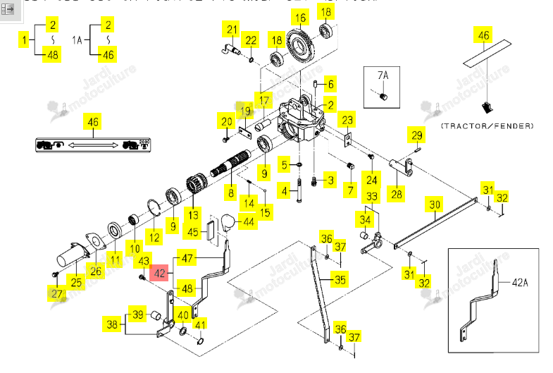 Levier de PTO Ventrale Iseki 1773-229-350-20