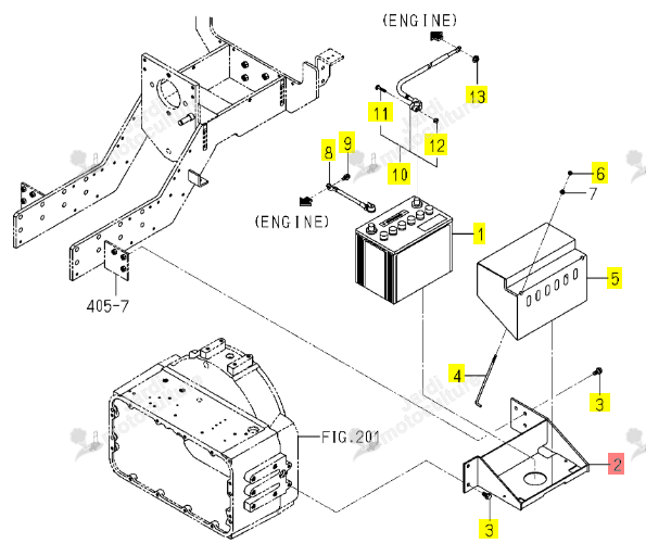 Support Batterie ISEKI 1809-112-220-10