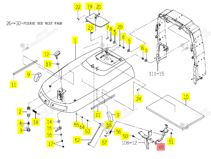Support Capot Moteur Iseki 1766-601-300-10
