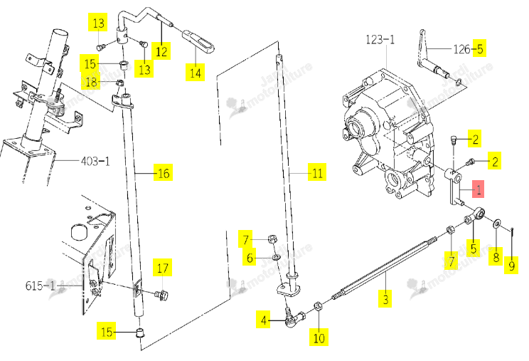 Bras inverseur F Type Iseki 1774-129-230-00