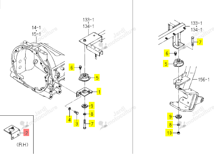 Support Av Droit de Cabine Iseki 1773-625-220-20