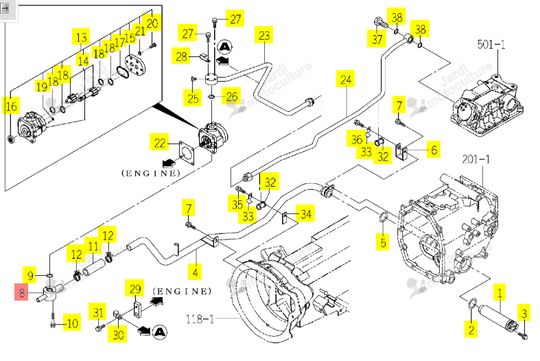 Raccord Aspi Iseki 1774-508-530-00