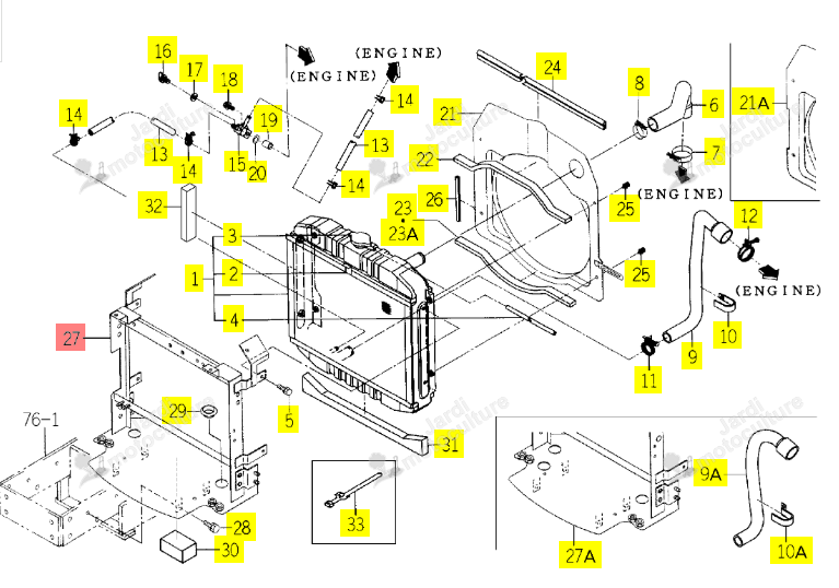 Support Radiateur Iseki 1750-102-210-40