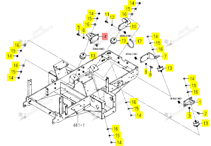 Support Moteur Droit Iseki 1752-101-210-10