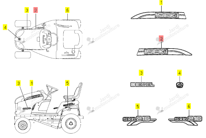 Autocollant Iseki Droit 1782-901-052-00