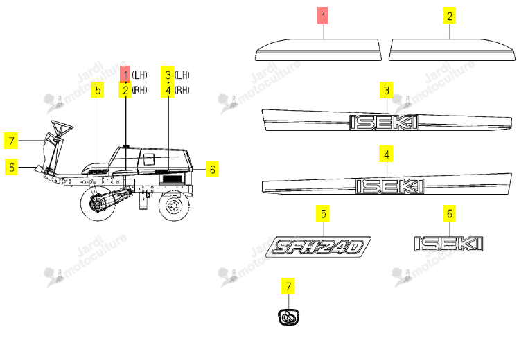 Autocollant Gauche Iseki 1771-901-001-00