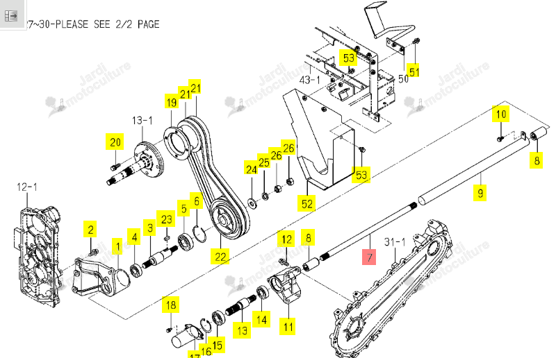 Arbre Transmission PTO Iseki 1771-244-007-00