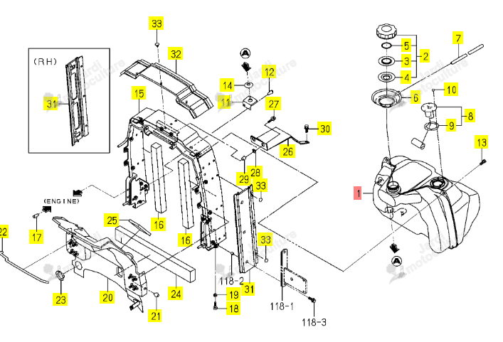 Réservoir à carburant Iseki 1774-111-001-10
