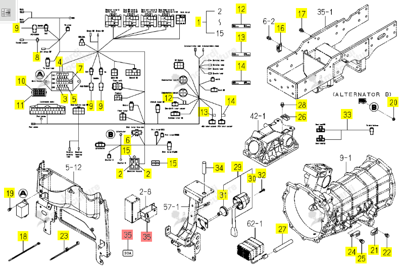 Étiquette Fusible 30A Iseki 1776-690-001-00