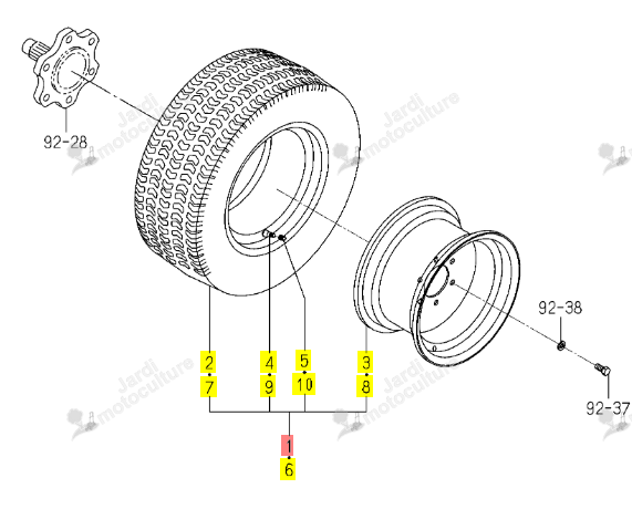 ROUE AR GAZON 22X8,50-12 G ISEKI 1774-437-210-10