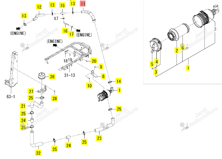 Durite Sortie Air Iseki 1809-104-061-00