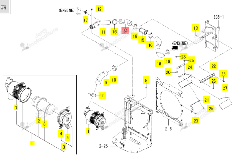 Durite d'Intercooler Iseki 1802-106-002-20