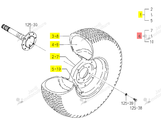 ROUE AR GAZON D 20XW10 ISEKI 1748-321-230-10