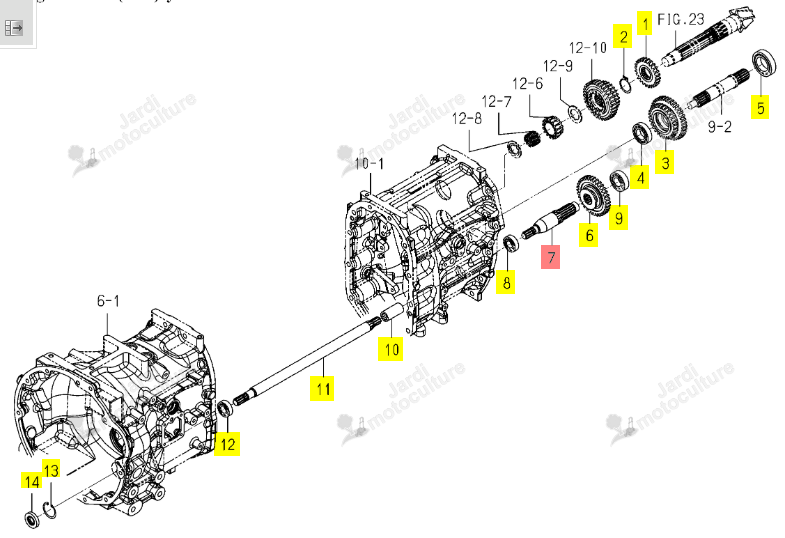 Arbre de changement 4WD Iseki 1805-218-051-10