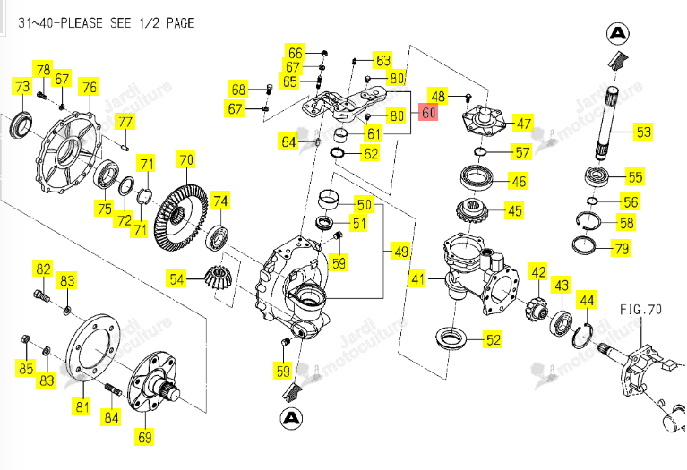 Bras de pivot droit Iseki 1816-434-810-10