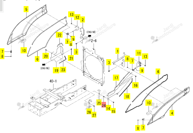 Tige de fixation Iseki 2186-436-008-00