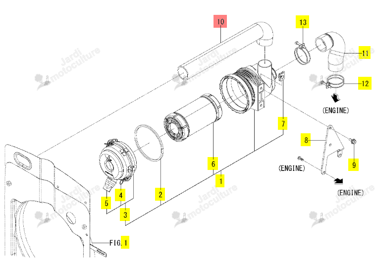 Tube Sup Filtre Air Iseki 1825-104-001-00