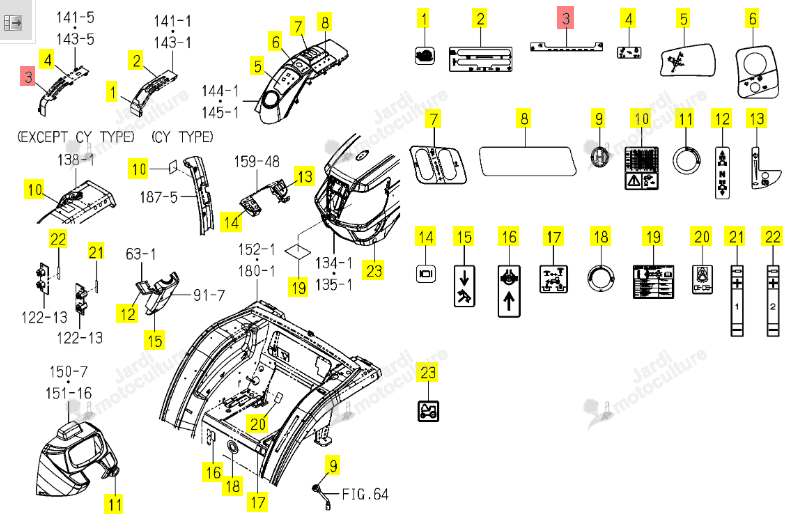 Étiquette Vitesse Relevage Iseki 1817-902-033-00