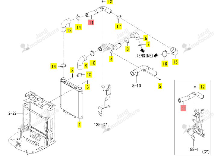 PIPEINTERCOOLERSUPD ISEKI 1817-106-610-10