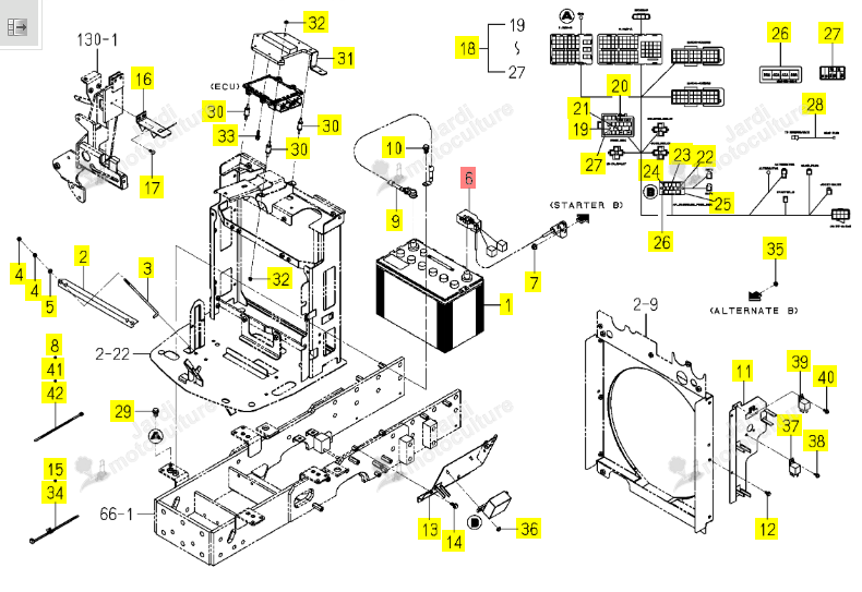 Câble Batterie Complet ISEKI 1816-650-430-00